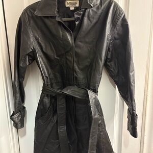 Bagatelle Black Leather Trench Coat